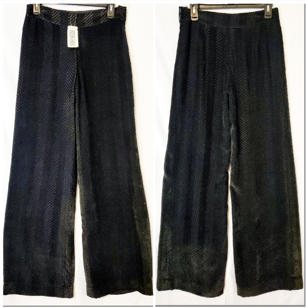 Etcetera Black Velvet Chevron Palazzo Wide Leg 2